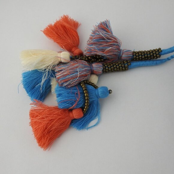 New Johnny Was Paradisio Quilted Denim Makeup Bag with Butterflies & Tassles - Picture 12 of 13